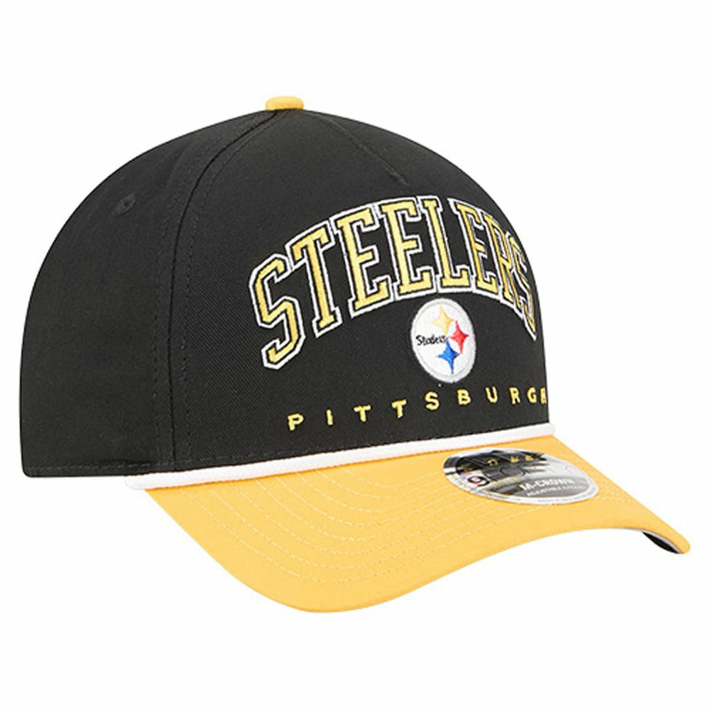 Pittsburgh Steelers New Era Arch COOLERA 9FORTY A-Frame M-Crown Adjustable Hat - Black Hats