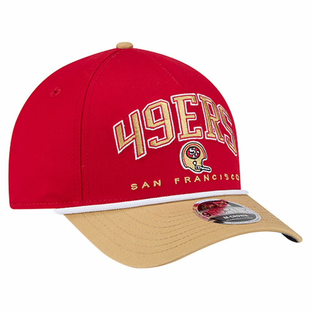 San Francisco 49ers New Era Throwback Arch COOLERA 9FORTY A-Frame M-Crown Adjustable Hat - Scarlet Hats