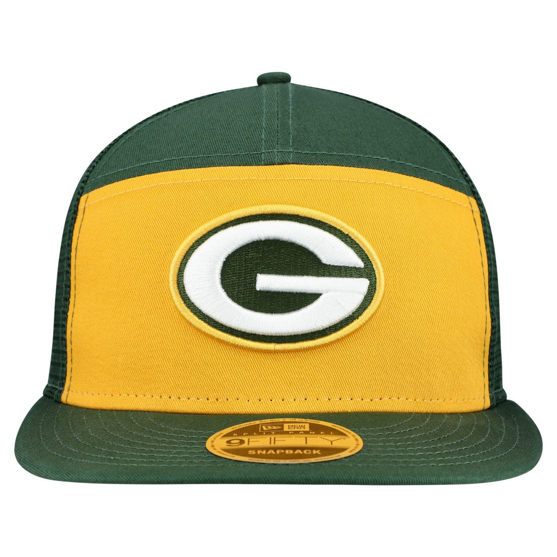 Green Bay Packers New Era Outdoor Split Panel 9FIFTY Snapback Hat - Gold/Green Hats