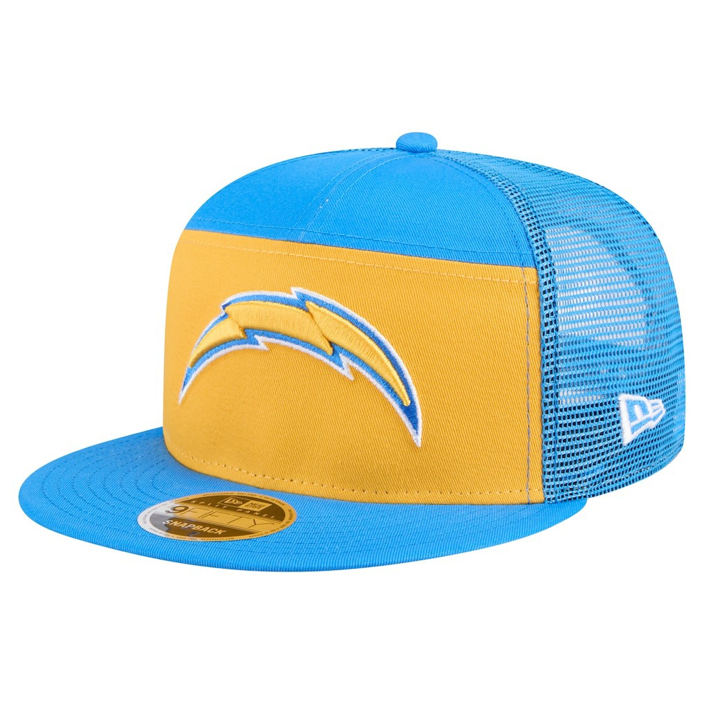 Los Angeles Chargers New Era Outdoor Split Panel 9FIFTY Snapback Hat - Gold/Powder Blue Hats