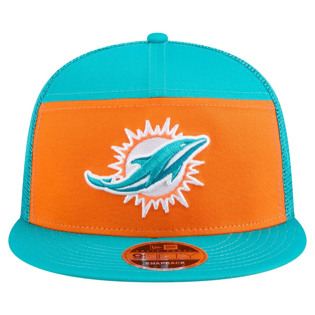 Miami Dolphins New Era Outdoor Split Panel 9FIFTY Snapback Hat - Orange/Aqua Hats