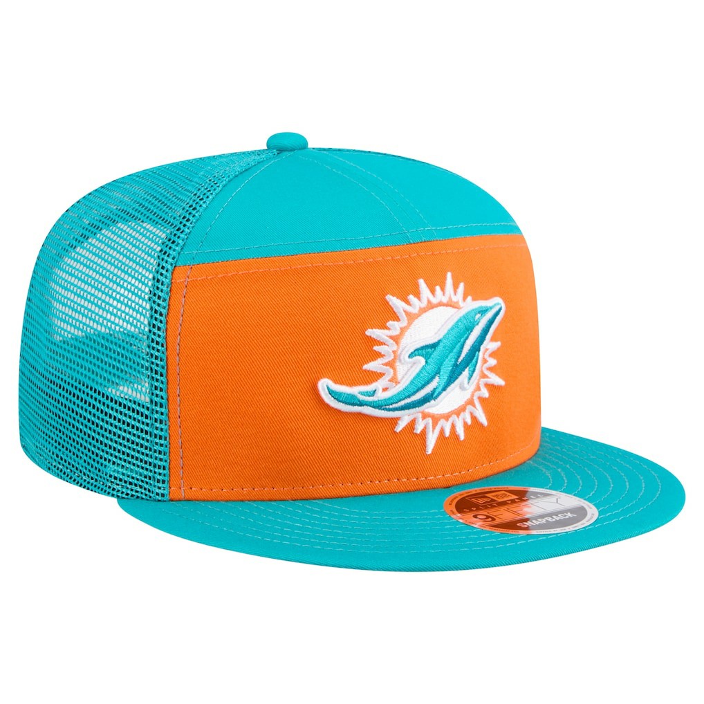 Miami Dolphins New Era Outdoor Split Panel 9FIFTY Snapback Hat - Orange/Aqua Hats