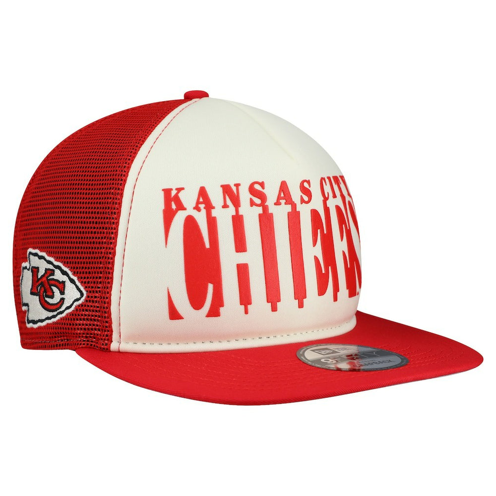 Kansas City Chiefs New Era Cutout A-Frame 9FIFTY Snapback Hat - Cream/Red Hats