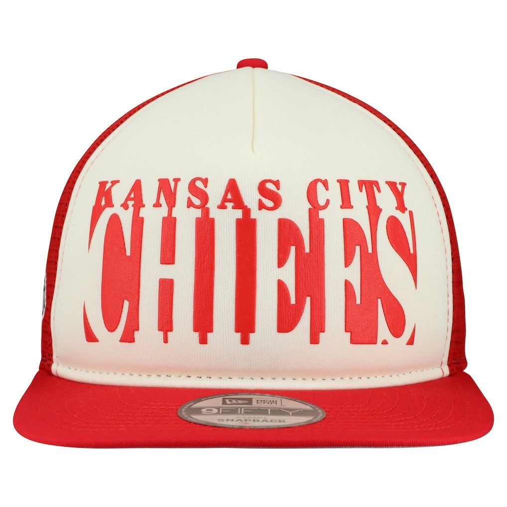Kansas City Chiefs New Era Cutout A-Frame 9FIFTY Snapback Hat - Cream/Red Hats