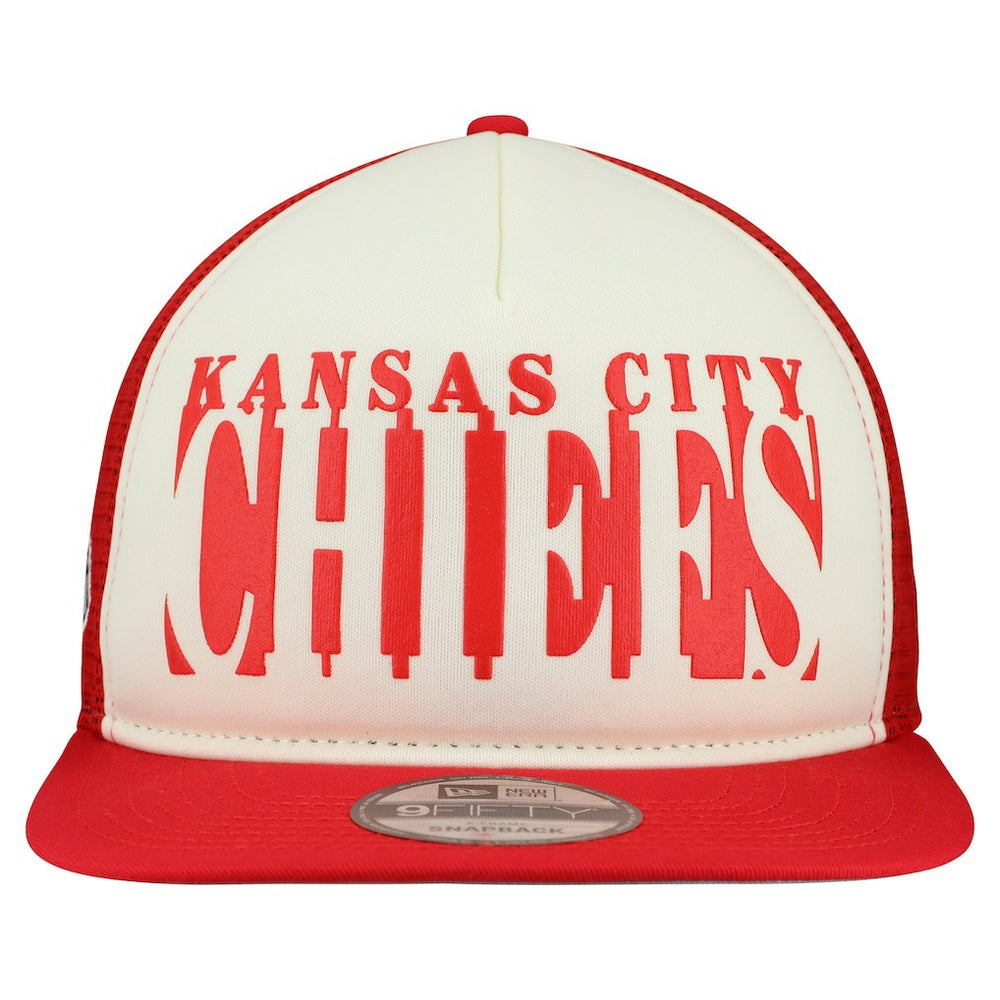 Kansas City Chiefs New Era Cutout A-Frame 9FIFTY Snapback Hat - Cream/Red Hats