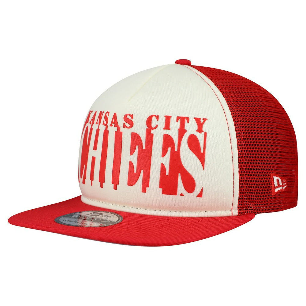 Kansas City Chiefs New Era Cutout A-Frame 9FIFTY Snapback Hat - Cream/Red Hats
