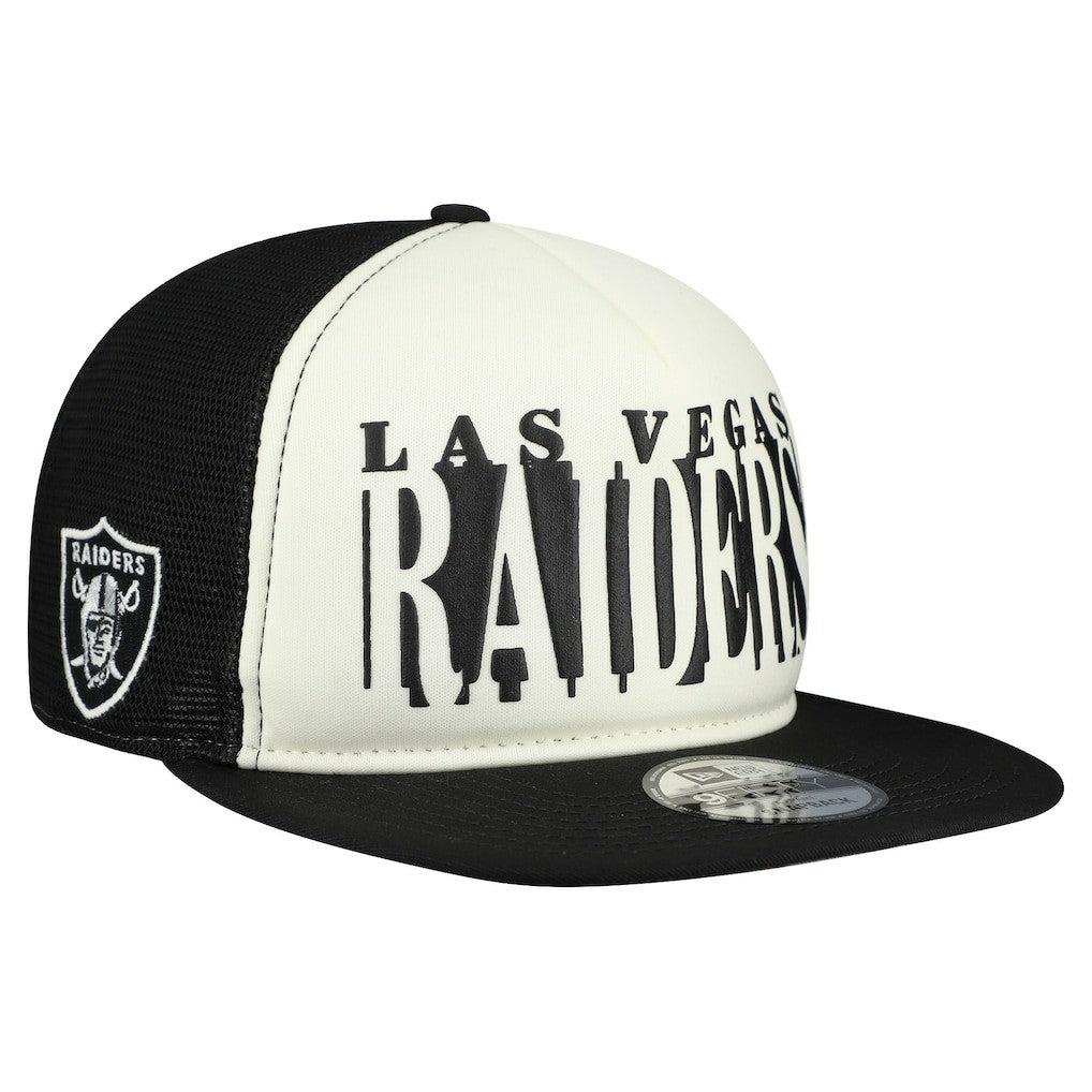 Las Vegas Raiders New Era Cutout A-Frame 9FIFTY Snapback Hat - Cream/Black Hats