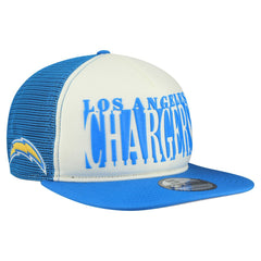 Los Angeles Chargers New Era Cutout A-Frame 9FIFTY Snapback Hat - Cream/Powder Blue Hats