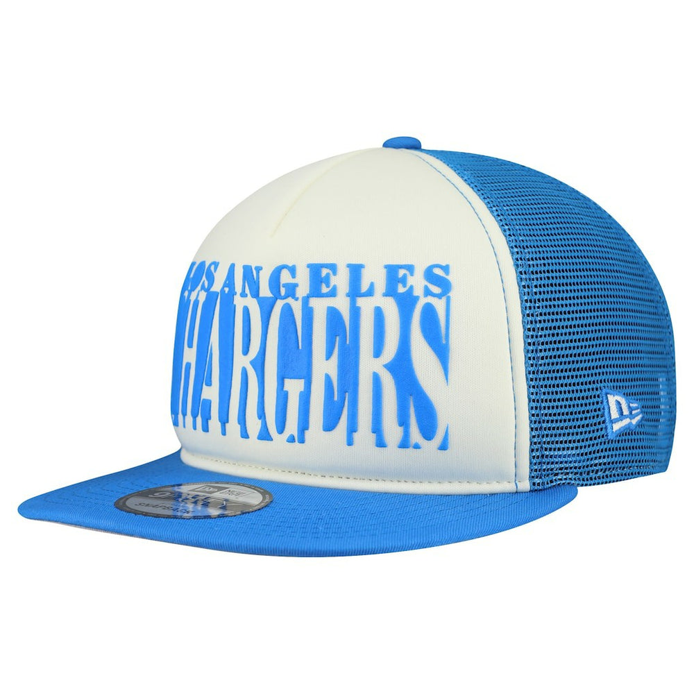 Los Angeles Chargers New Era Cutout A-Frame 9FIFTY Snapback Hat - Cream/Powder Blue Hats