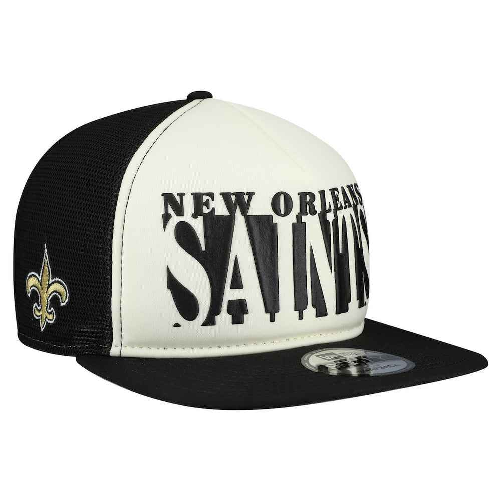 New Orleans Saints New Era Cutout A-Frame 9FIFTY Snapback Hat - Cream/Black Hats