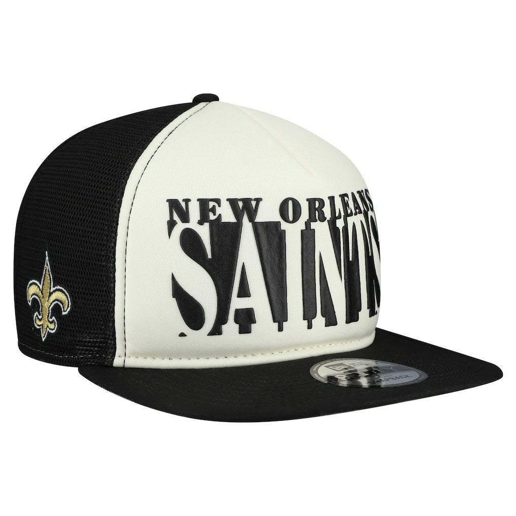 New Orleans Saints New Era Cutout A-Frame 9FIFTY Snapback Hat - Cream/Black Hats