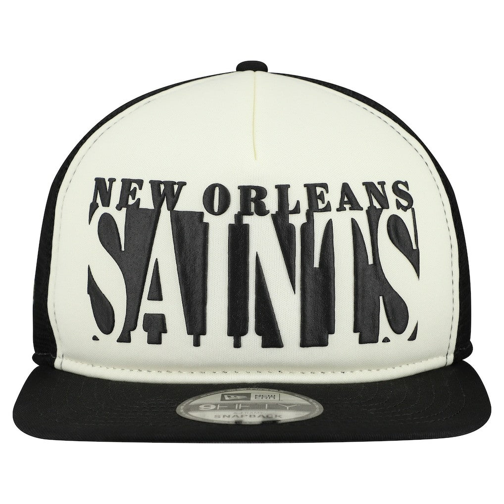 New Orleans Saints New Era Cutout A-Frame 9FIFTY Snapback Hat - Cream/Black Hats