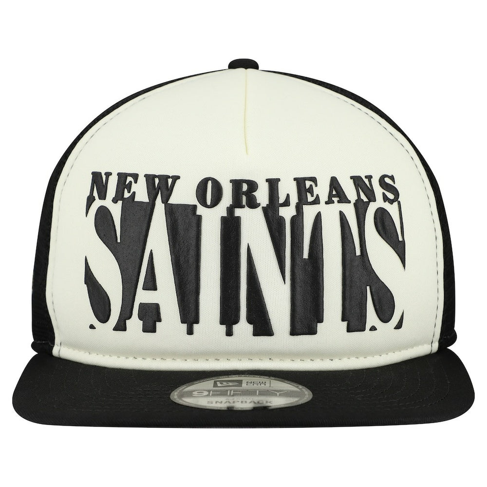 New Orleans Saints New Era Cutout A-Frame 9FIFTY Snapback Hat - Cream/Black Hats