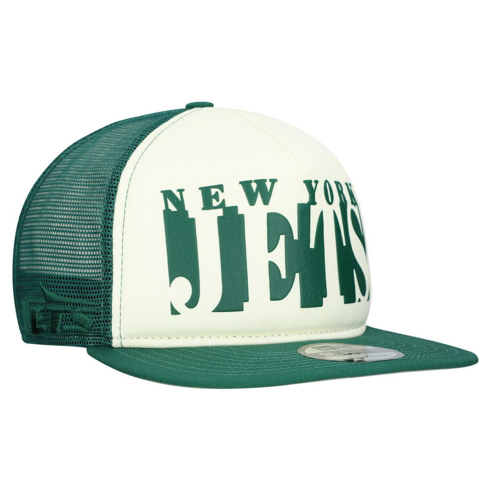 New York Jets New Era Cutout A-Frame 9FIFTY Snapback Hat - Cream/Green Hats
