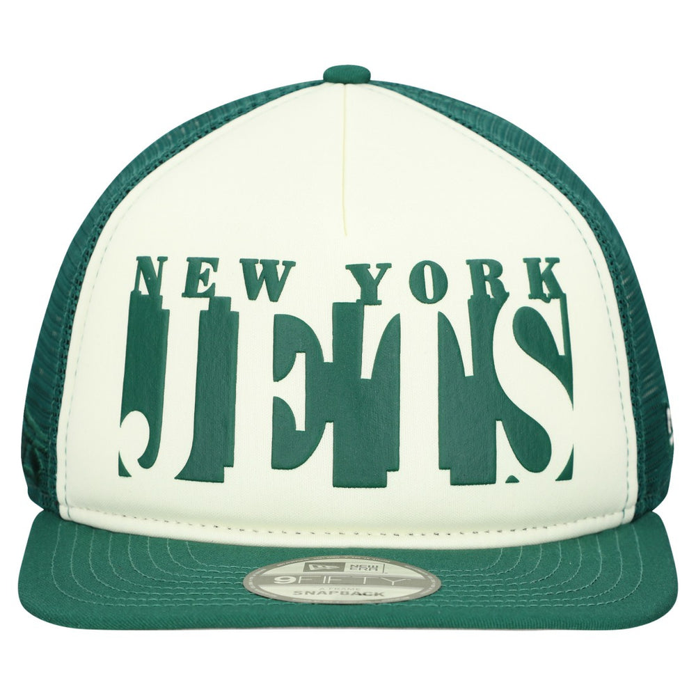 New York Jets New Era Cutout A-Frame 9FIFTY Snapback Hat - Cream/Green Hats