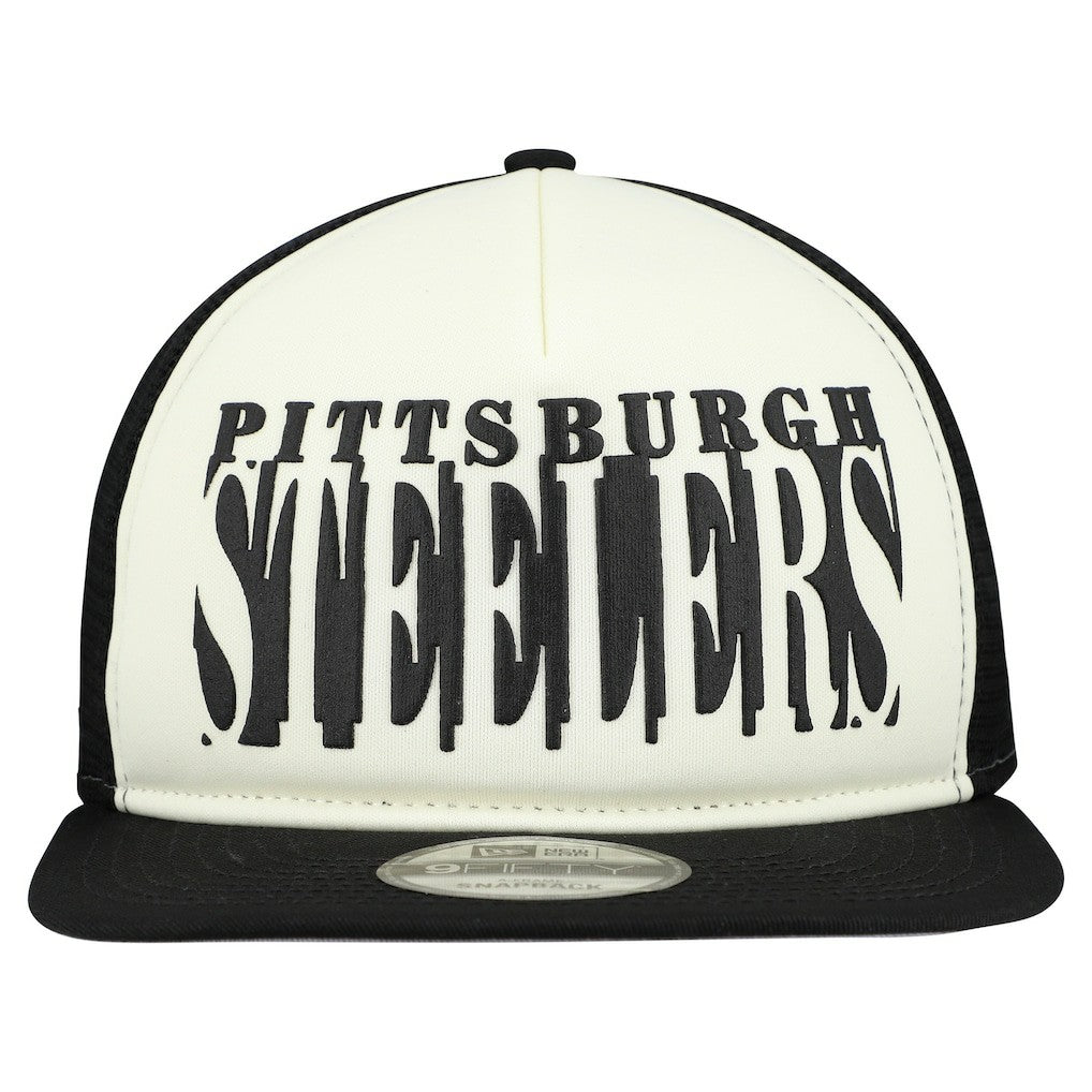Pittsburgh Steelers New Era Cutout A-Frame 9FIFTY Snapback Hat - Cream/Black Hats