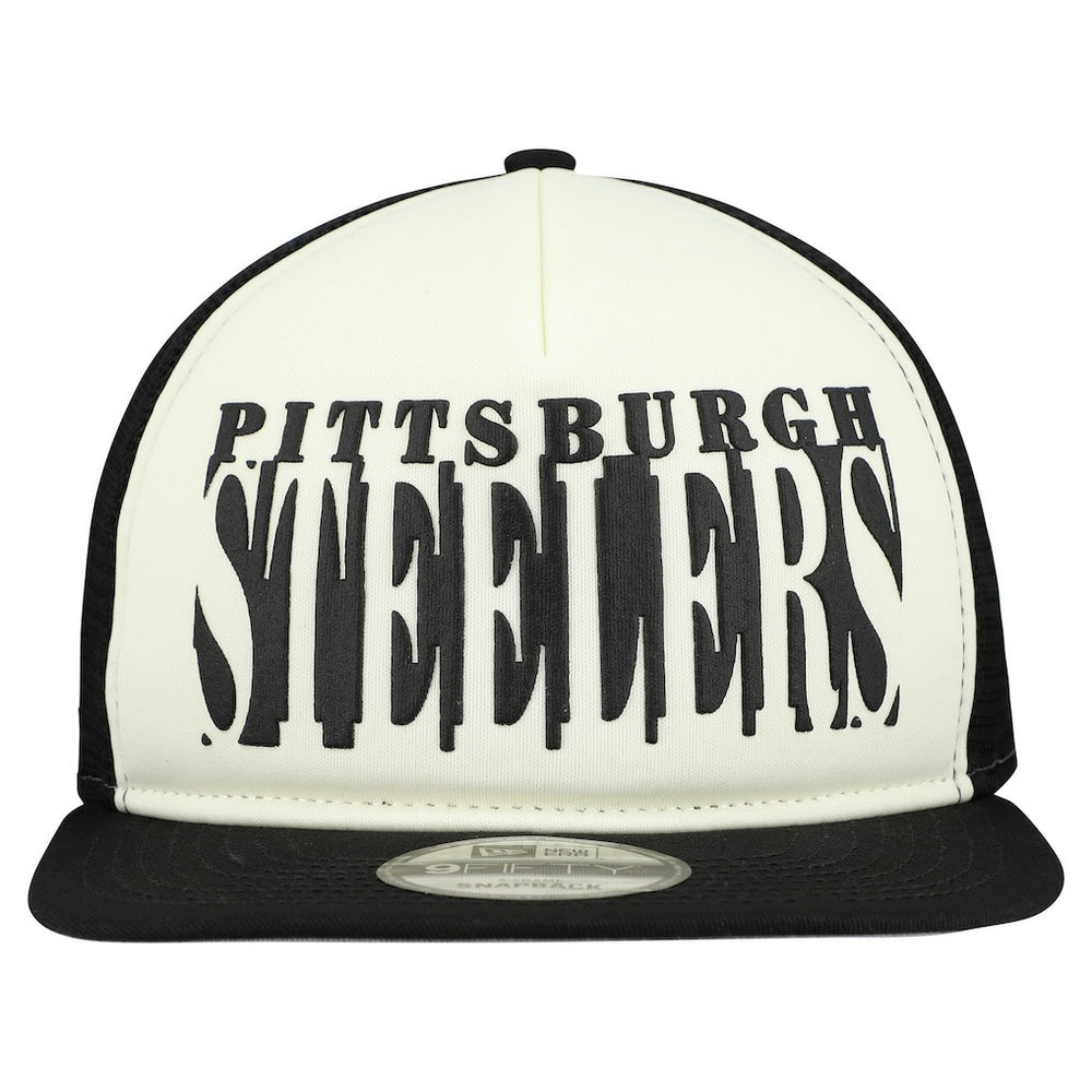Pittsburgh Steelers New Era Cutout A-Frame 9FIFTY Snapback Hat - Cream/Black Hats