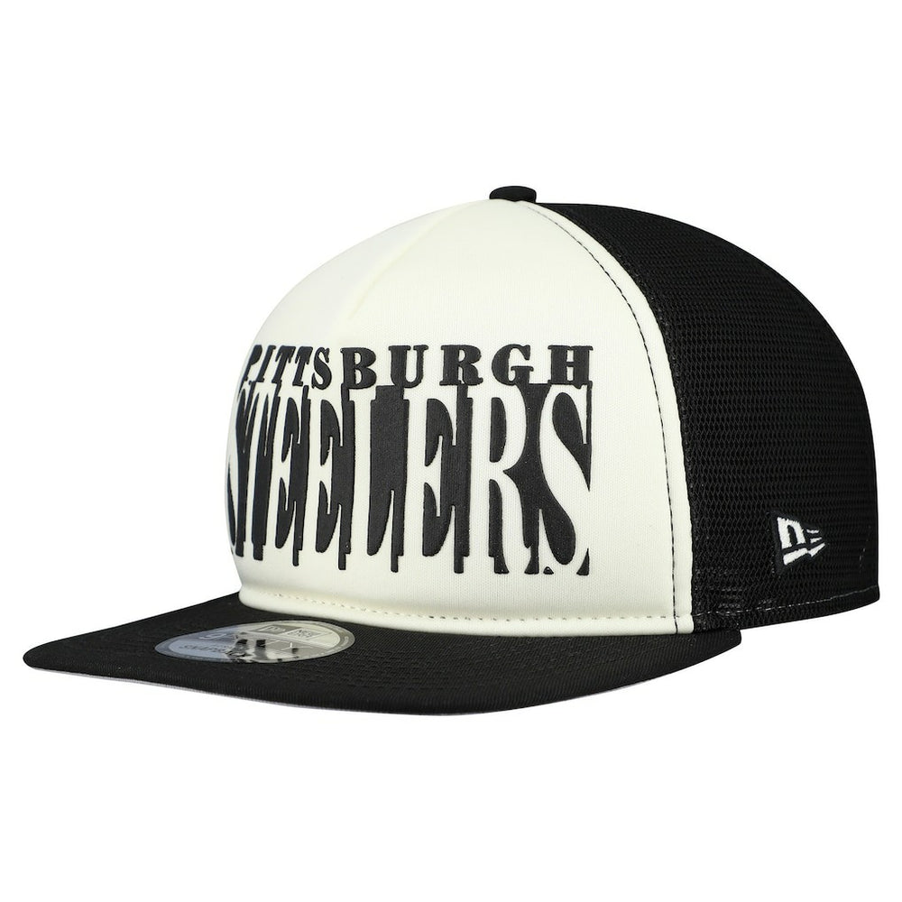 Pittsburgh Steelers New Era Cutout A-Frame 9FIFTY Snapback Hat - Cream/Black Hats