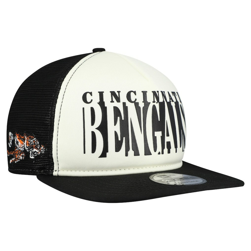 Cincinnati Bengals New Era Throwback Cutout A-Frame 9FIFTY Snapback Hat - Cream/Black Hats