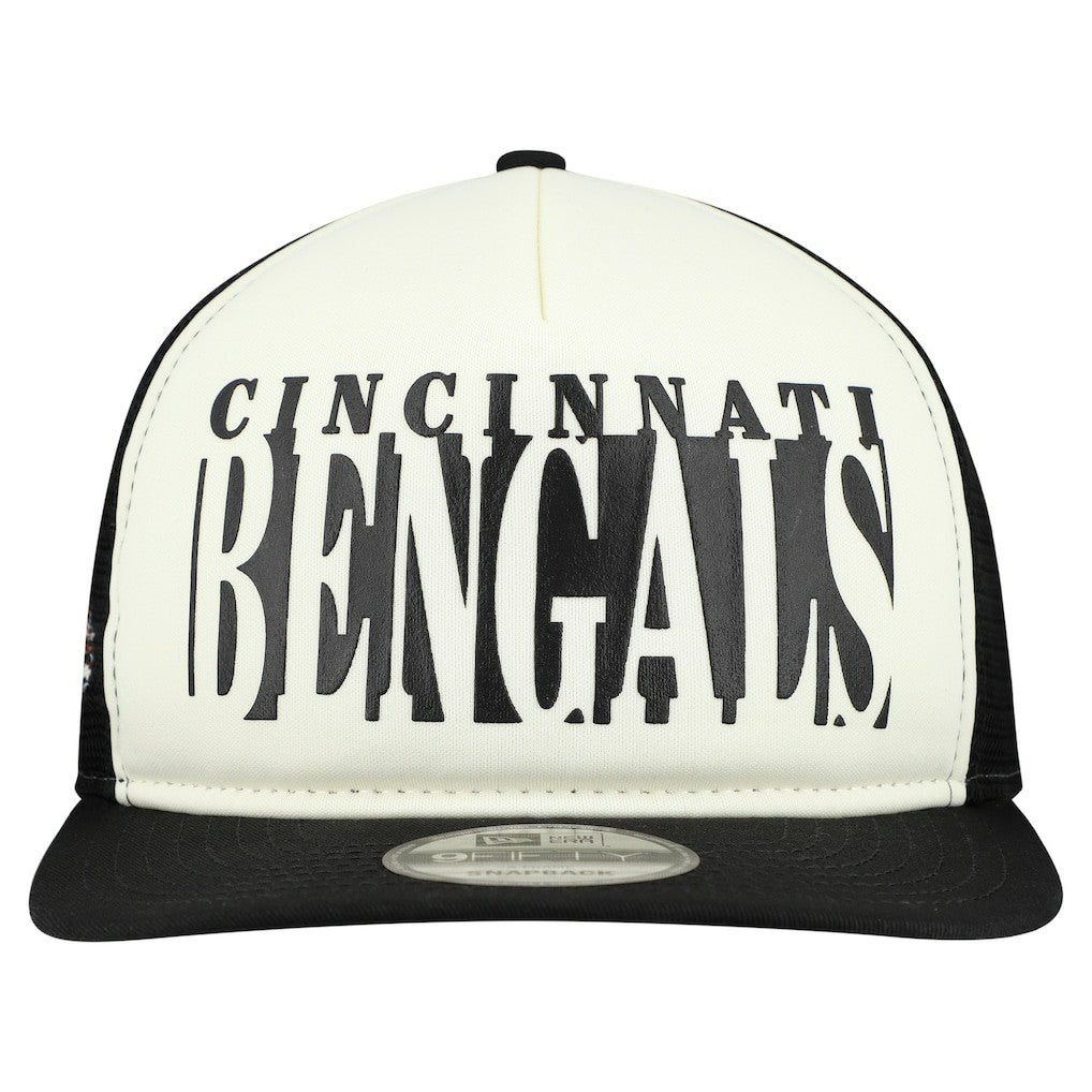Cincinnati Bengals New Era Throwback Cutout A-Frame 9FIFTY Snapback Hat - Cream/Black Hats