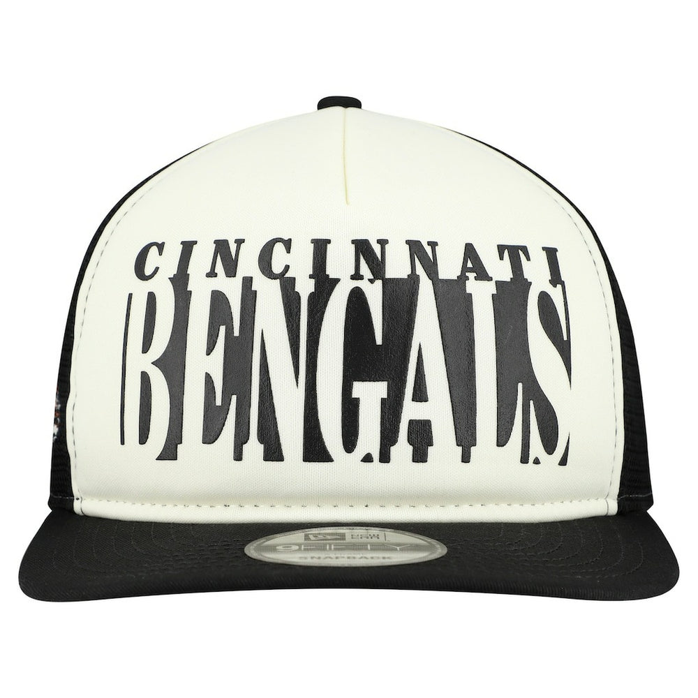 Cincinnati Bengals New Era Throwback Cutout A-Frame 9FIFTY Snapback Hat - Cream/Black Hats