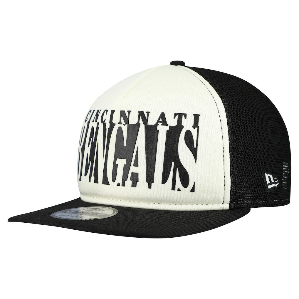 Cincinnati Bengals New Era Throwback Cutout A-Frame 9FIFTY Snapback Hat - Cream/Black Hats