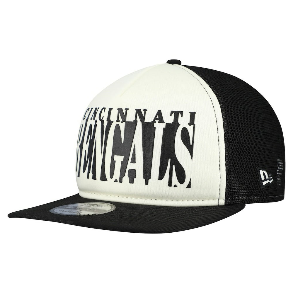 Cincinnati Bengals New Era Throwback Cutout A-Frame 9FIFTY Snapback Hat - Cream/Black Hats