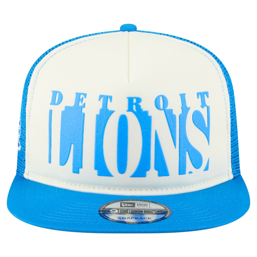 Detroit Lions New Era Cutout A-Frame 9FIFTY Snapback Hat - Cream/Blue Hats