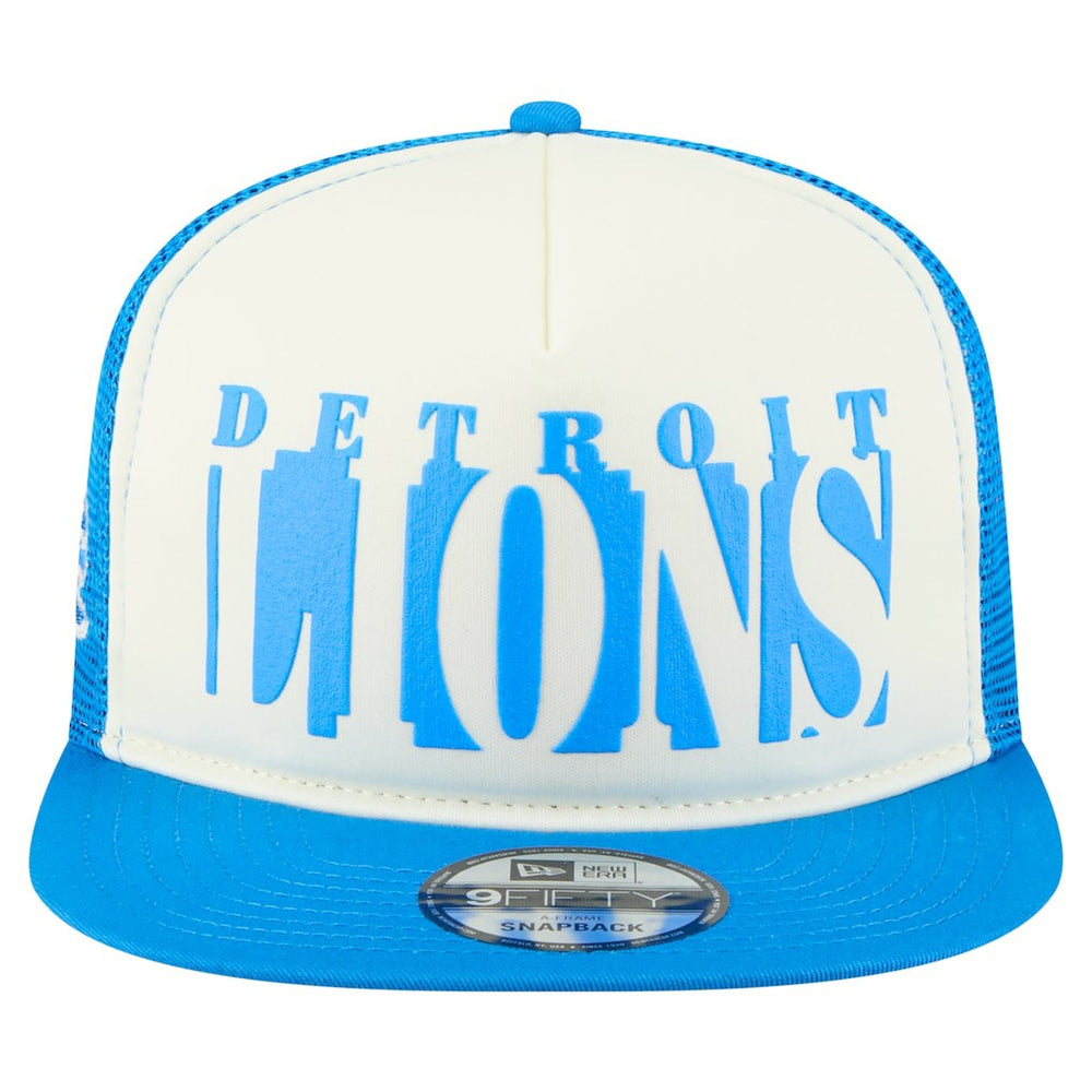 Detroit Lions New Era Cutout A-Frame 9FIFTY Snapback Hat - Cream/Blue Hats
