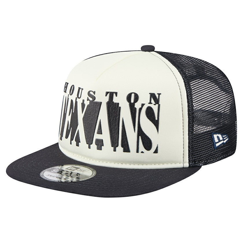 Houston Texans New Era Cutout A-Frame 9FIFTY Snapback Hat - Cream/Navy Hats