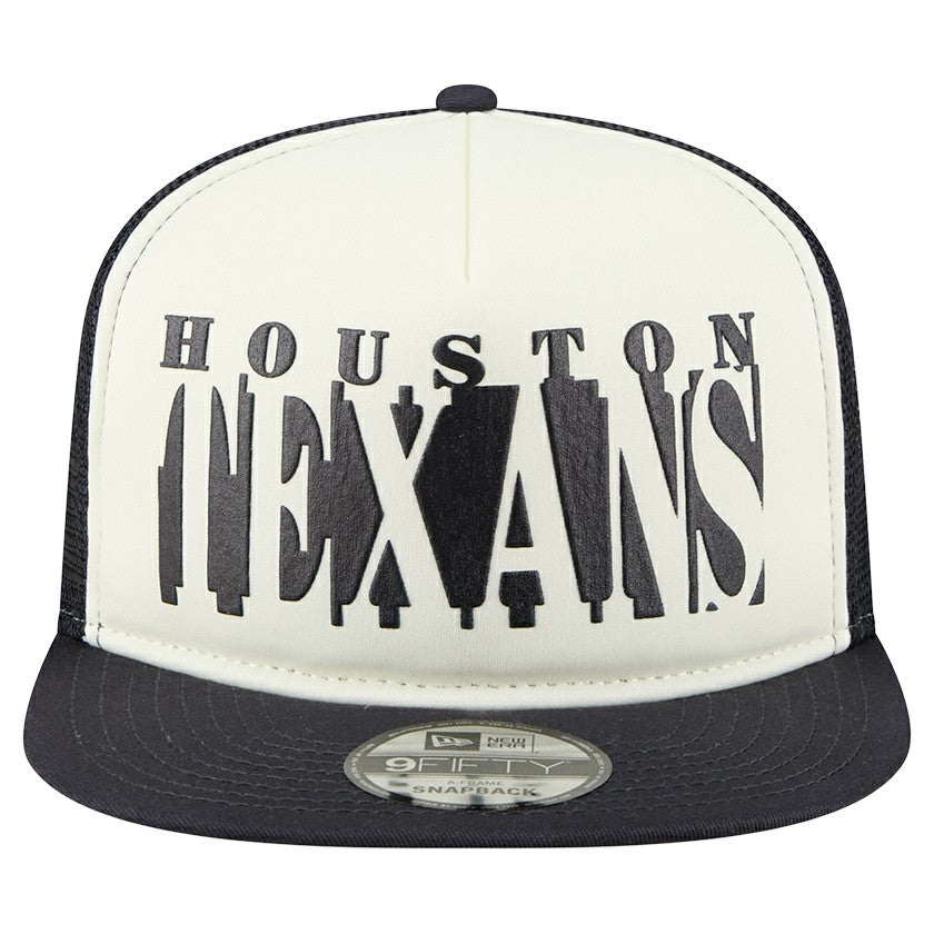 Houston Texans New Era Cutout A-Frame 9FIFTY Snapback Hat - Cream/Navy Hats