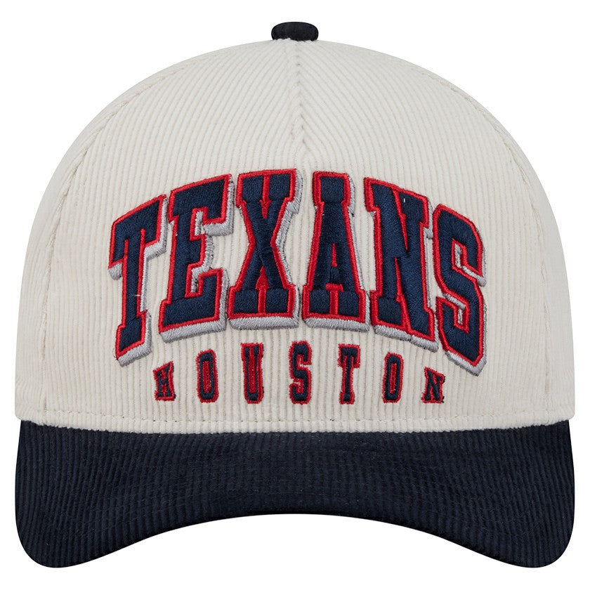 Houston Texans New Era Two-Tone Sided Corduroy 9FORTY A-Frame Adjustable Hat - Cream/Navy Hats