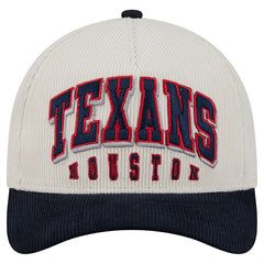 Houston Texans New Era Two-Tone Sided Corduroy 9FORTY A-Frame Adjustable Hat - Cream/Navy Hats