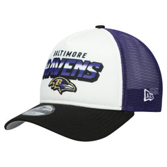 Baltimore Ravens New Era Youth Streak 9FORTY A-Frame Adjustable Hat - White/Black Hats