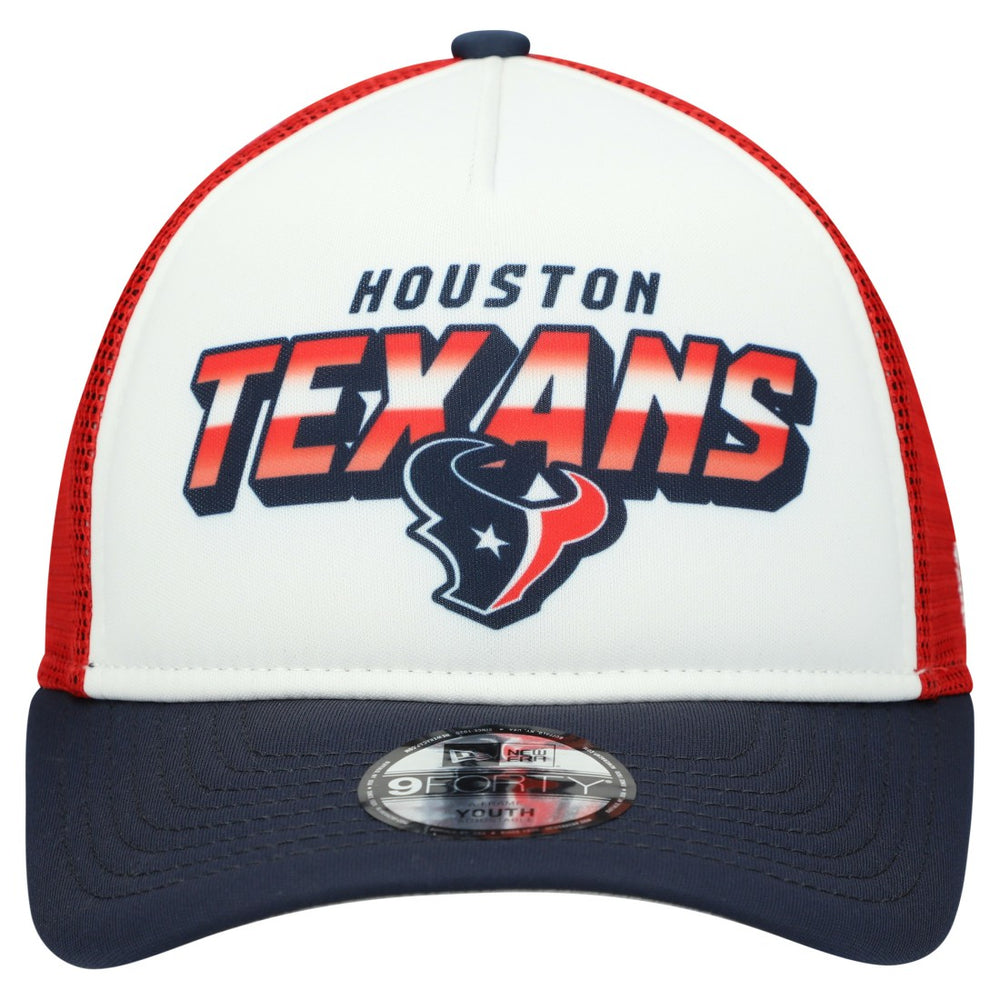 Houston Texans New Era Youth Streak 9FORTY A-Frame Adjustable Hat - White/Navy Hats