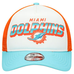 Miami Dolphins New Era Youth Streak 9FORTY A-Frame Adjustable Hat - White/Aqua Hats