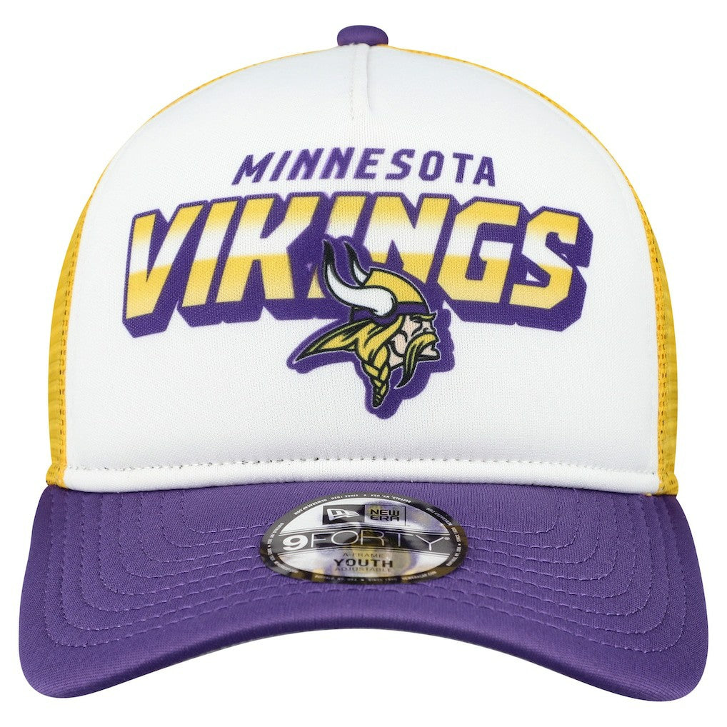 Minnesota Vikings New Era Youth Streak 9FORTY A-Frame Adjustable Hat - White/Purple Hats