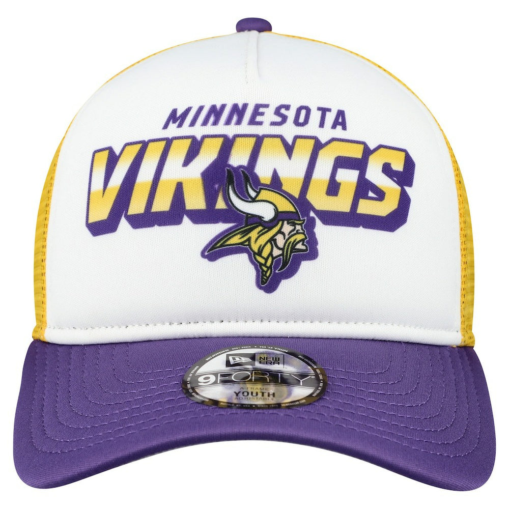 Minnesota Vikings New Era Youth Streak 9FORTY A-Frame Adjustable Hat - White/Purple Hats