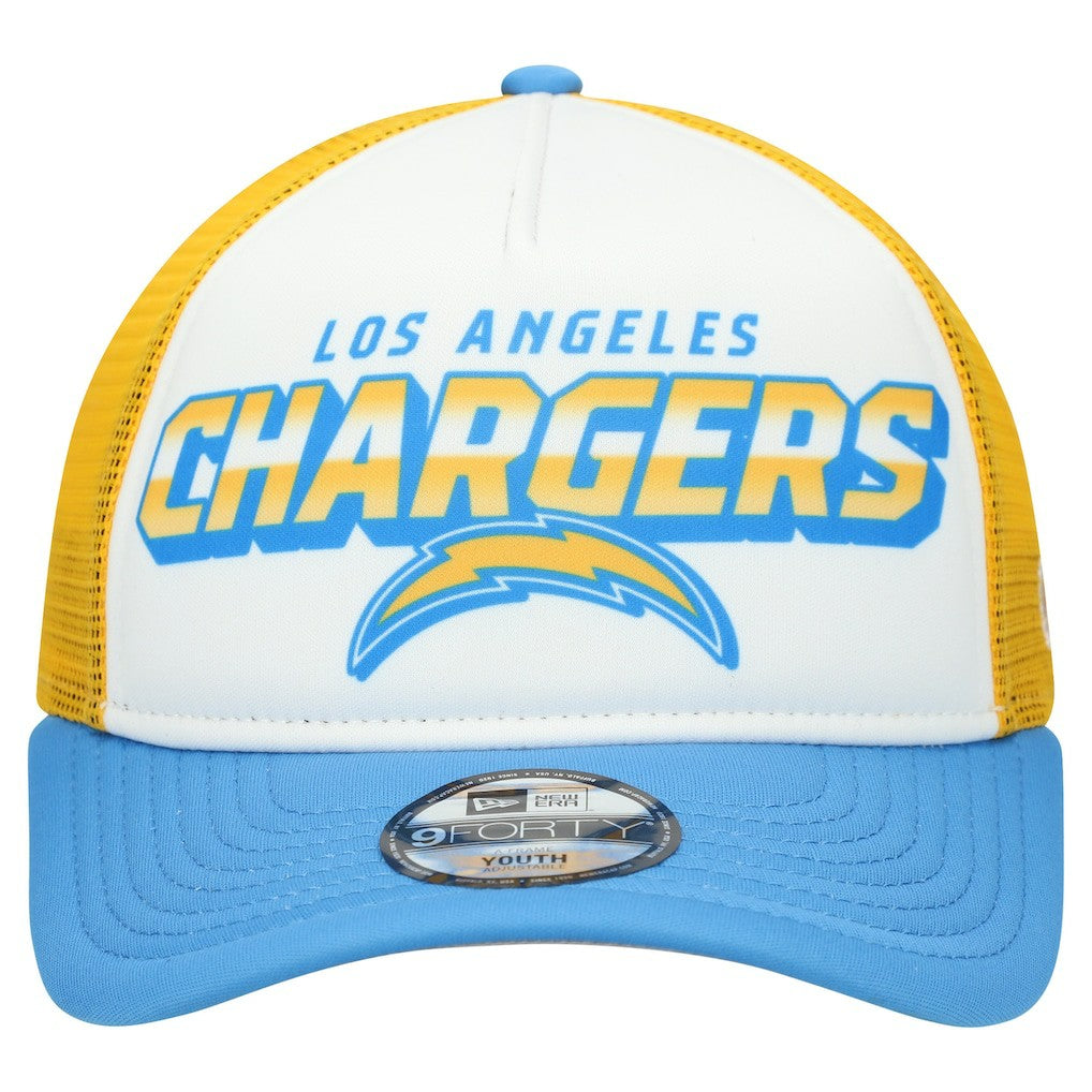 Los Angeles Chargers New Era Youth Streak 9FORTY A-Frame Adjustable Hat - White/Powder Blue Hats