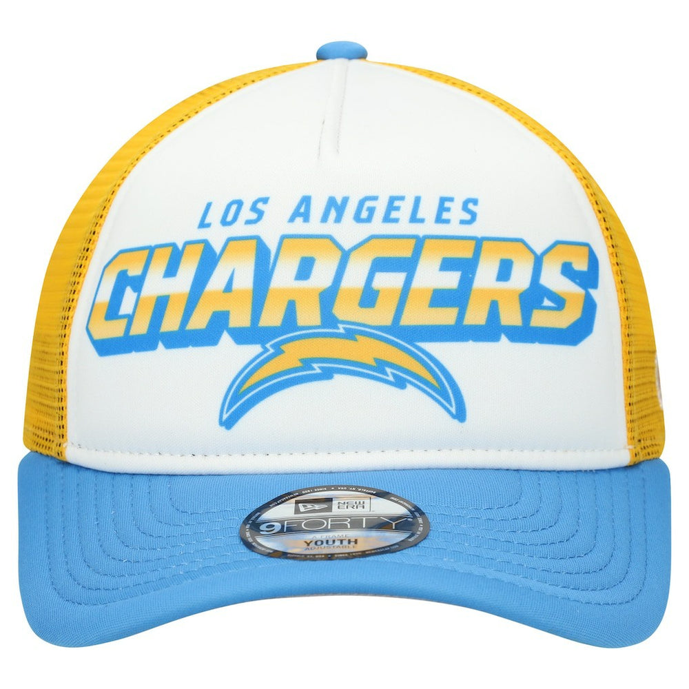 Los Angeles Chargers New Era Youth Streak 9FORTY A-Frame Adjustable Hat - White/Powder Blue Hats