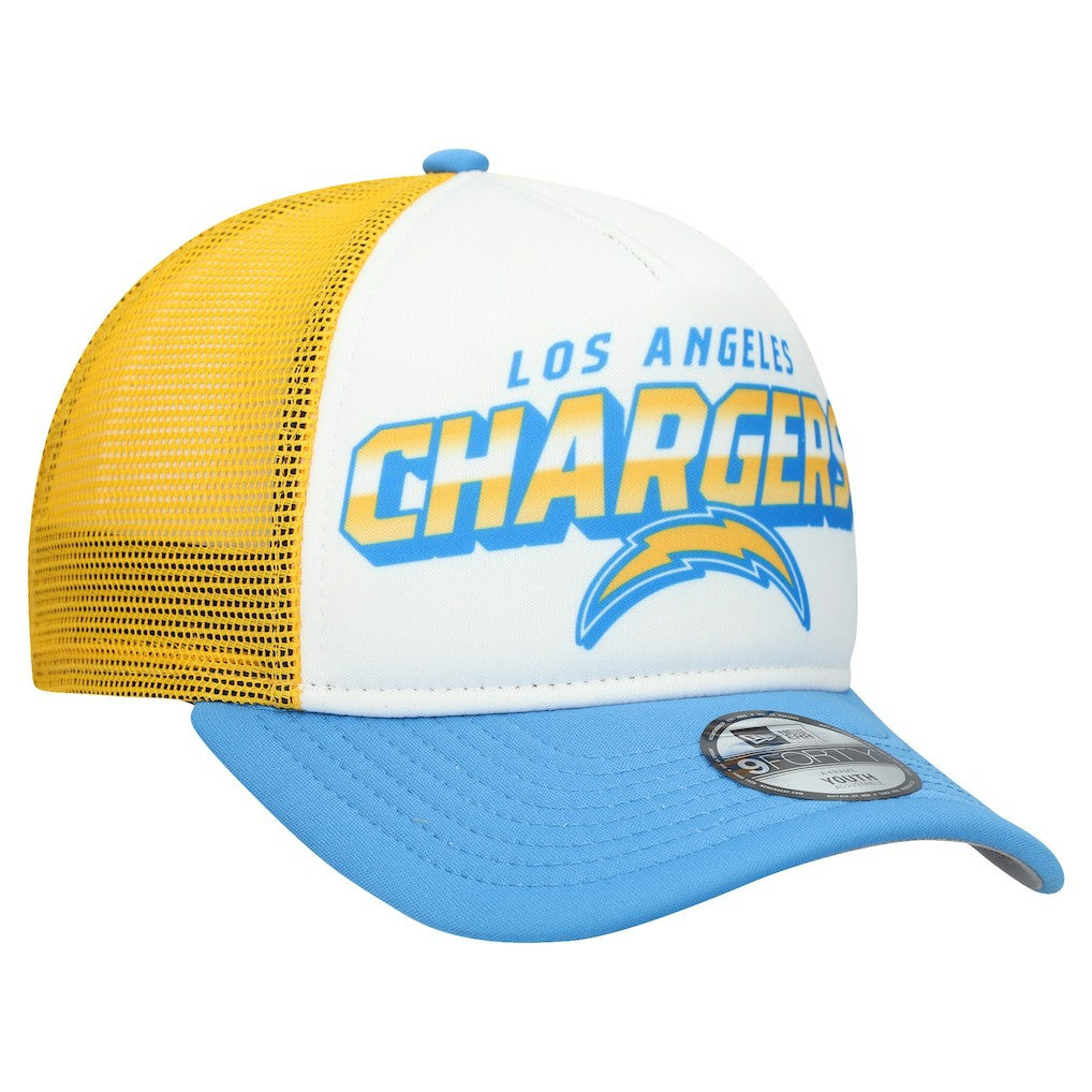 Los Angeles Chargers New Era Youth Streak 9FORTY A-Frame Adjustable Hat - White/Powder Blue Hats