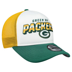 Green Bay Packers New Era Youth Streak 9FORTY A-Frame Adjustable Hat - White/Green Hats