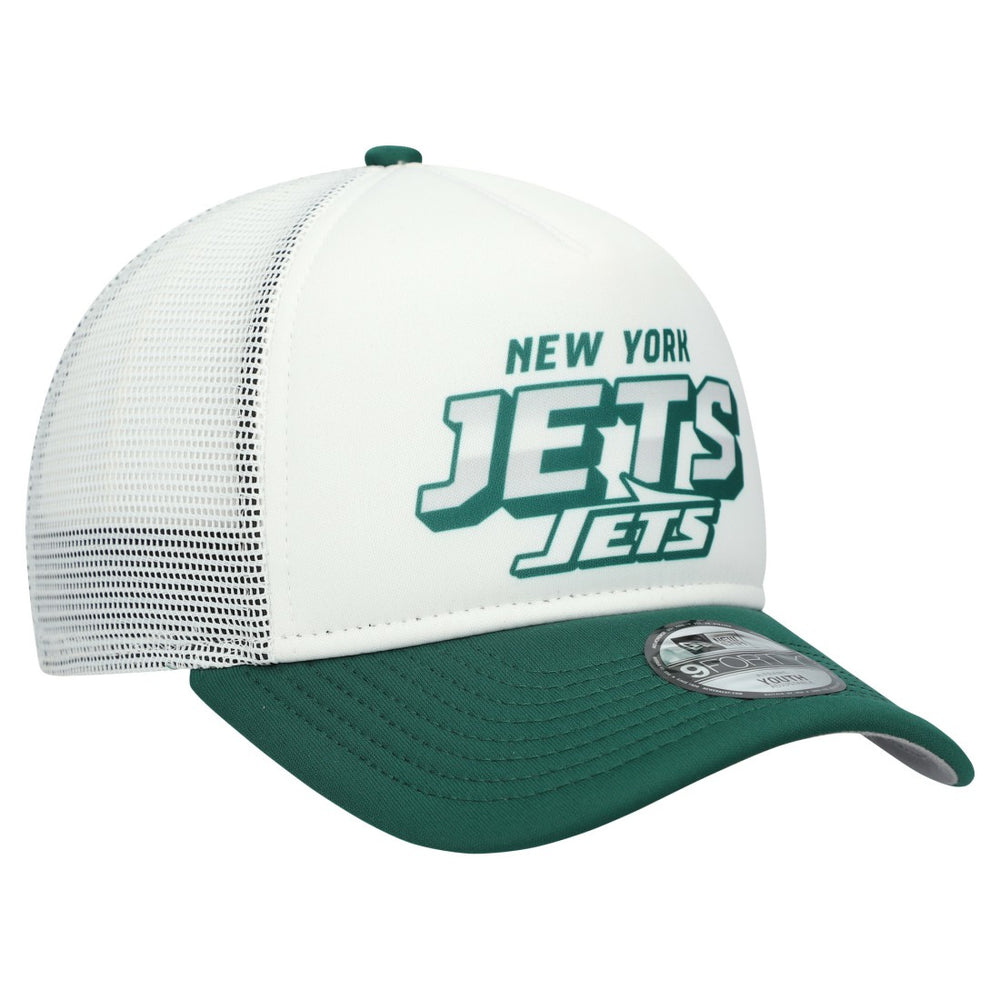 New York Jets New Era Youth Streak 9FORTY A-Frame Adjustable Hat - White/Green Hats