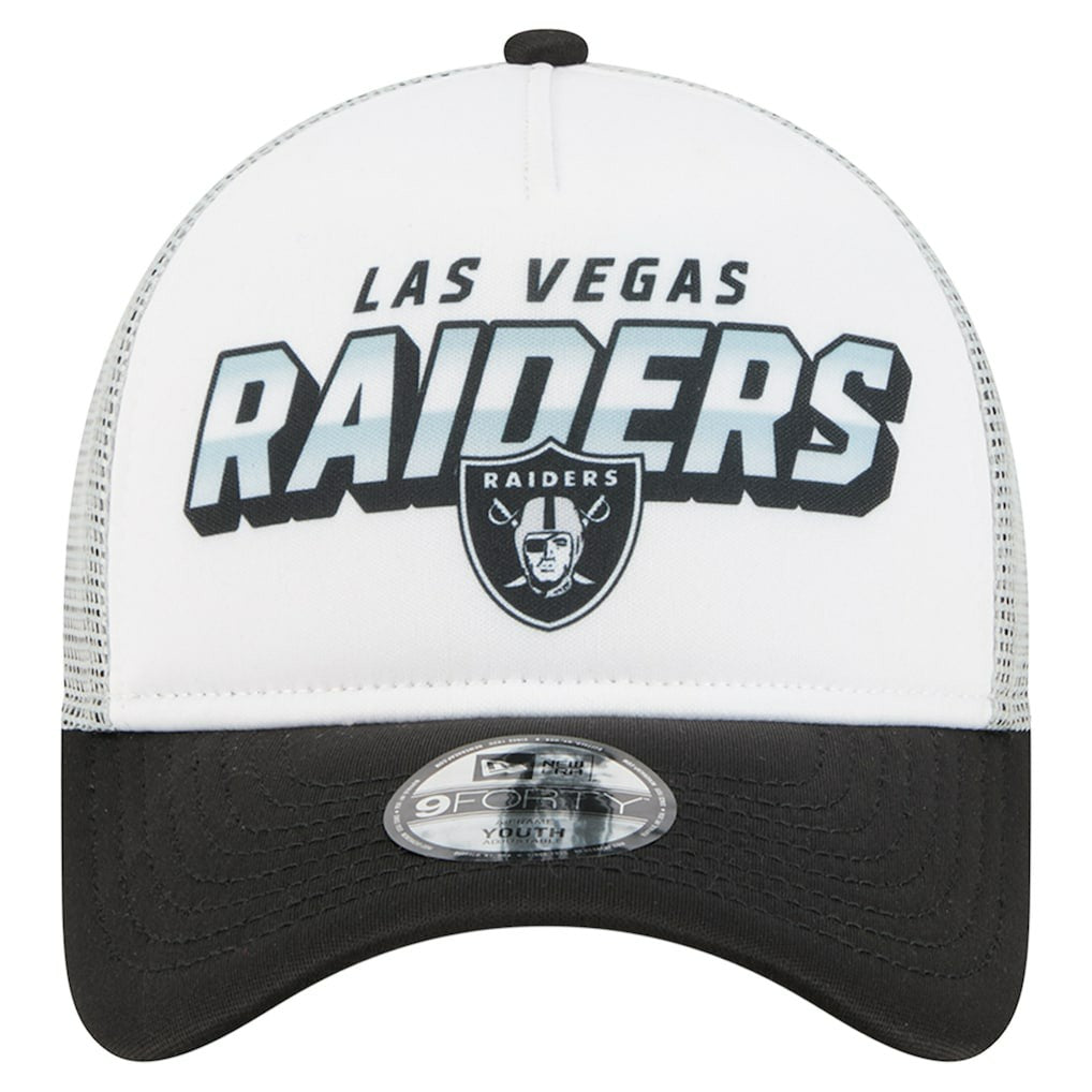 Las Vegas Raiders New Era Youth Streak 9FORTY A-Frame Adjustable Hat - White/Black Hats