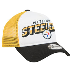 Pittsburgh Steelers New Era Youth Streak 9FORTY A-Frame Adjustable Hat - White/Black Hats