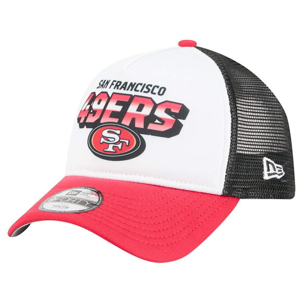 San Francisco 49ers New Era Youth Streak 9FORTY A-Frame Adjustable Hat - White/Scarlet Hats