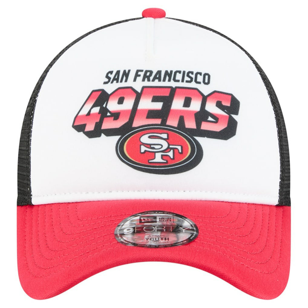 San Francisco 49ers New Era Youth Streak 9FORTY A-Frame Adjustable Hat - White/Scarlet Hats