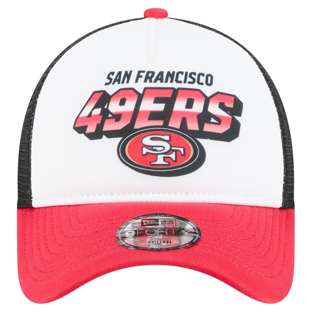 San Francisco 49ers New Era Youth Streak 9FORTY A-Frame Adjustable Hat - White/Scarlet Hats