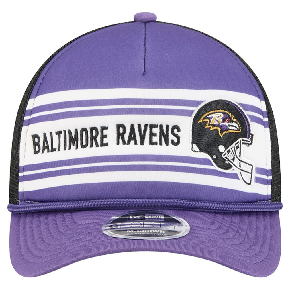 Baltimore Ravens New Era Linear A-Frame 9FORTY Adjustable Hat - Purple Hats
