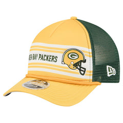 Green Bay Packers New Era Linear A-Frame 9FORTY Adjustable Hat - Gold Hats